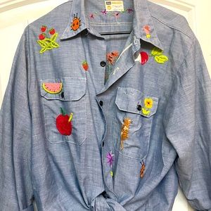 Vintage 60s Women’s Sears Chambray Embroidery Shirt